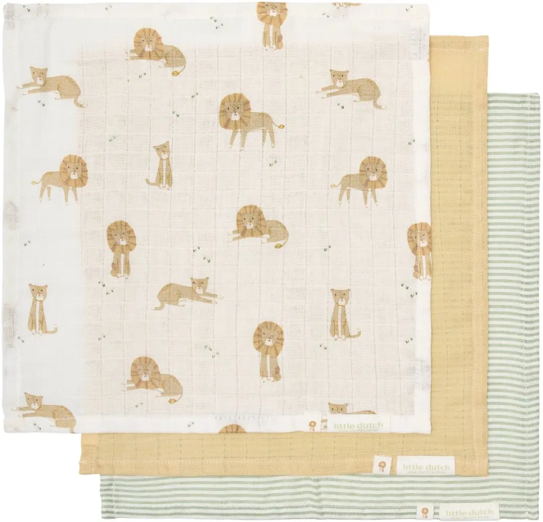Little Dutch Safari Leo Monddoekjes 25x25cm - 3 Stuks - Geel - afbeelding 4 van 4