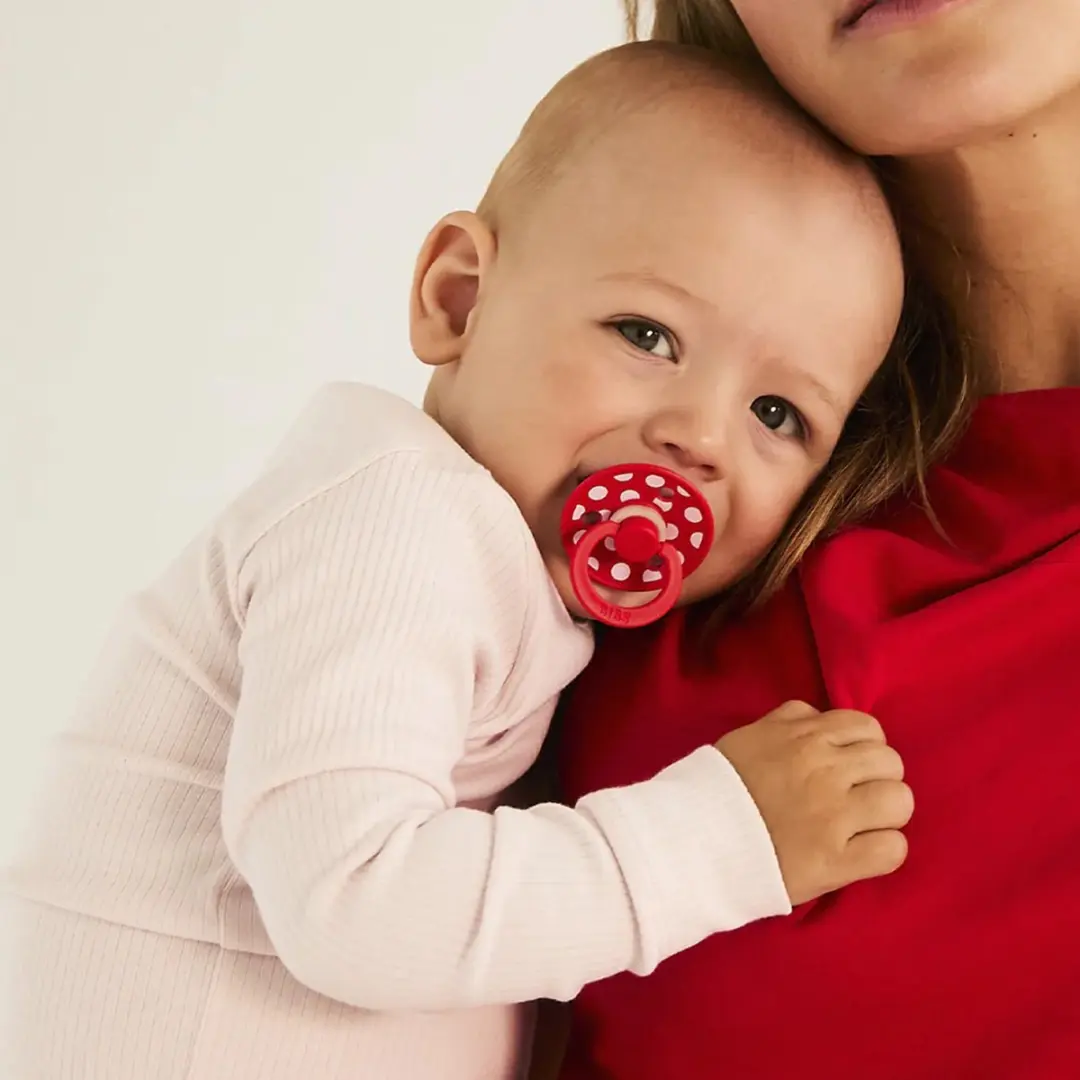 BIBS Studio Polka Fopspeen - 2 Stuks - 6-18 Mnd - Rood