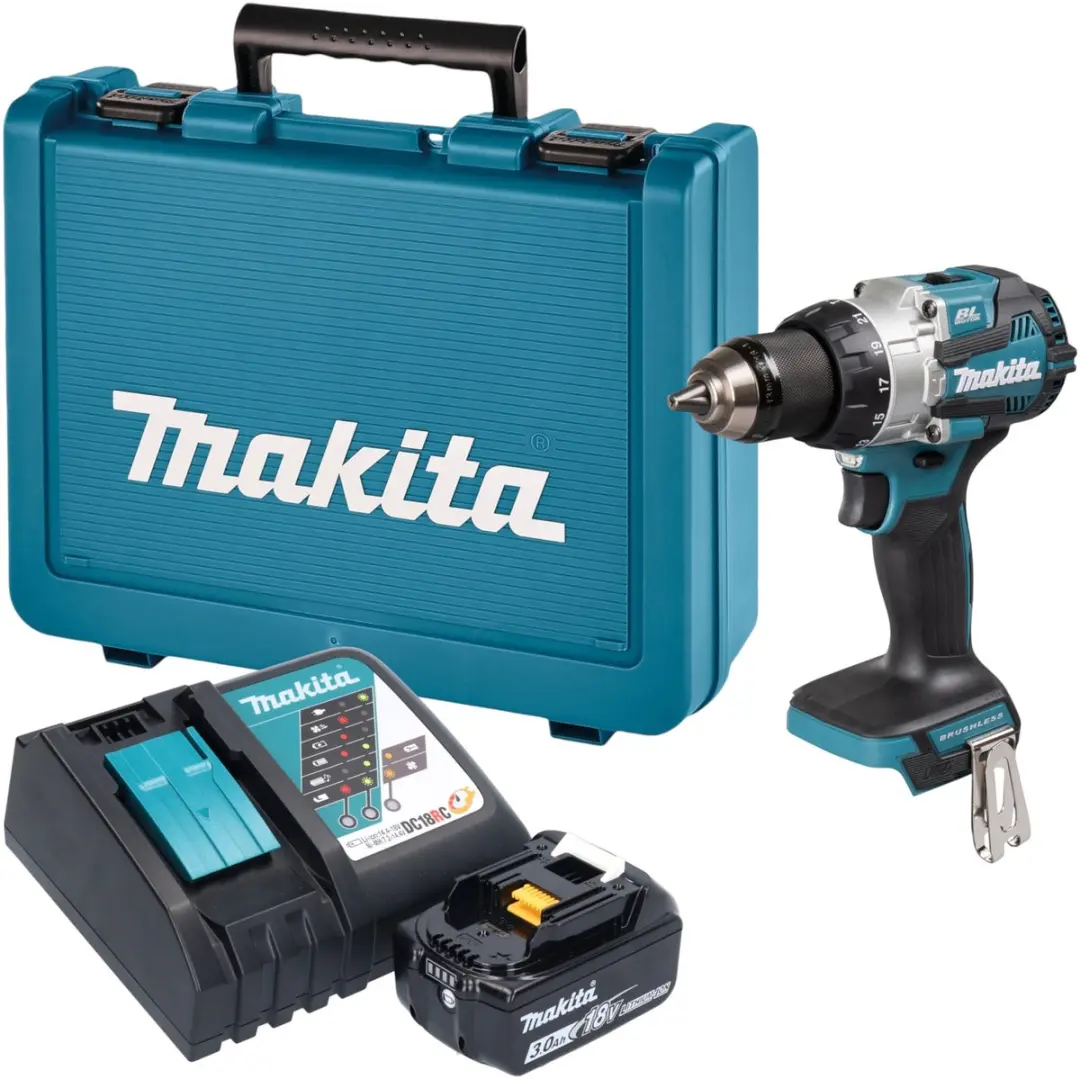Makita DHP 489 RF1E accu-klopboorschroevendraaier 18 V 73 Nm borstelloos + 1x ac