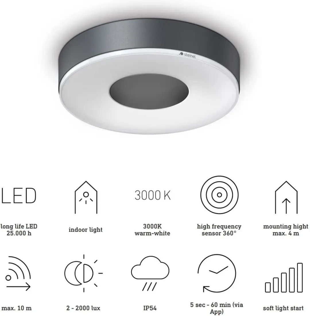 Steinel RS 200 SC LED Binnenlamp met Sensor 1W - Neutraal - afbeelding 5 van 6