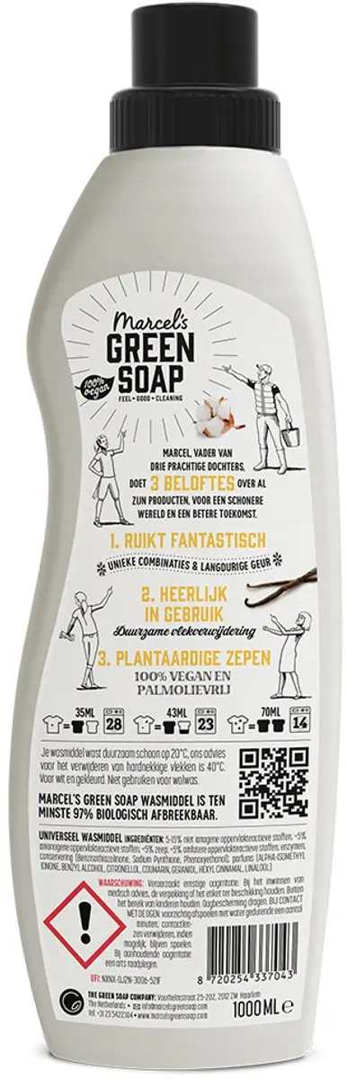 Marcel's Green Soap Wasmiddel Katoen & Vanille 1L