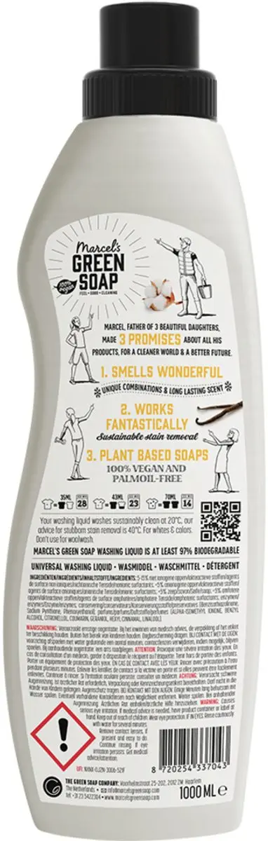 Marcel's Green Soap Wasmiddel Katoen & Vanille 1L