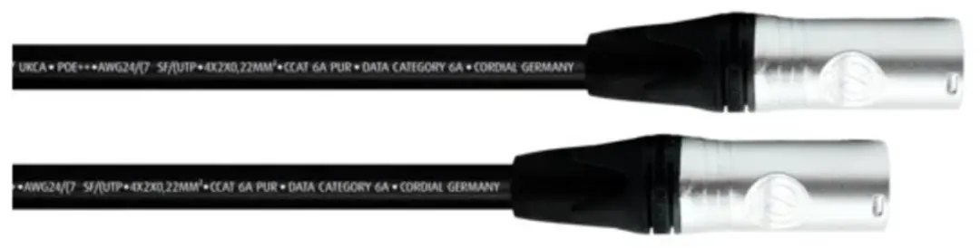 Cordial 15621 RJ45 Netwerkkabel, patchkabel CAT 6A SF/UTP 3.00 m Zwart PUR-mante