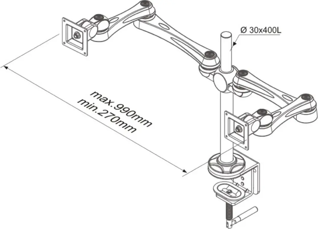 Neomounts FPMA-D930D Monitorarm 2 schermen 10-30" - 0-7 kg/scherm - Zilver - afbeelding 6 van 6