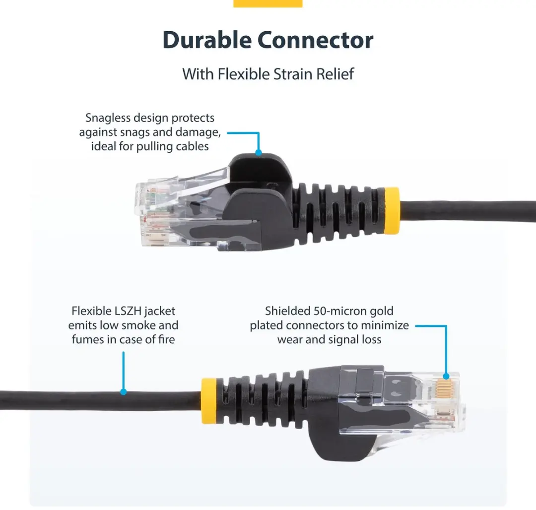 Startech.com CAT6 Ethernet Kabel 25cm Geel - Snagless - afbeelding 2 van 6