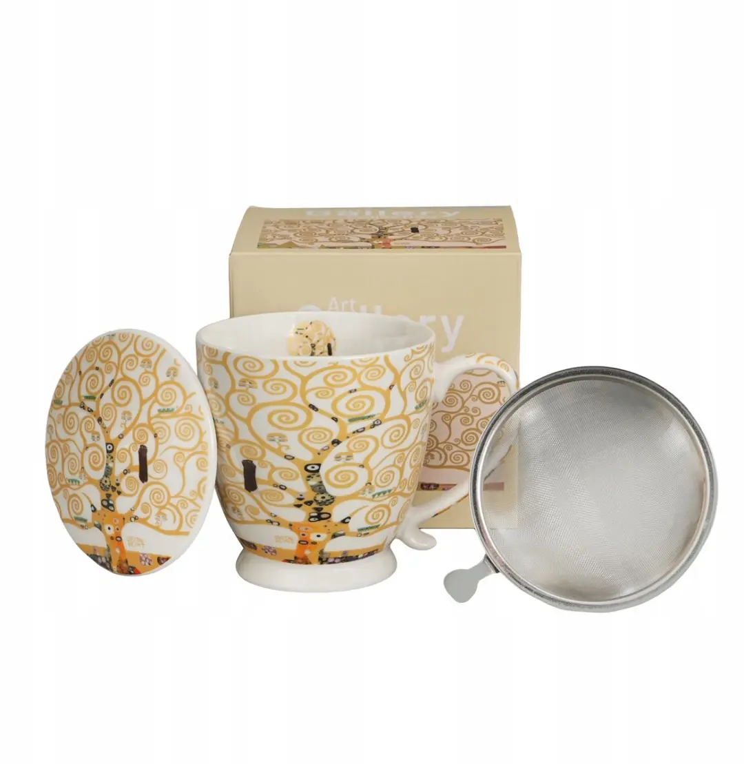 Tree of Life Mok met Infuser, Geïnspireerd door Klimt, New Bone China