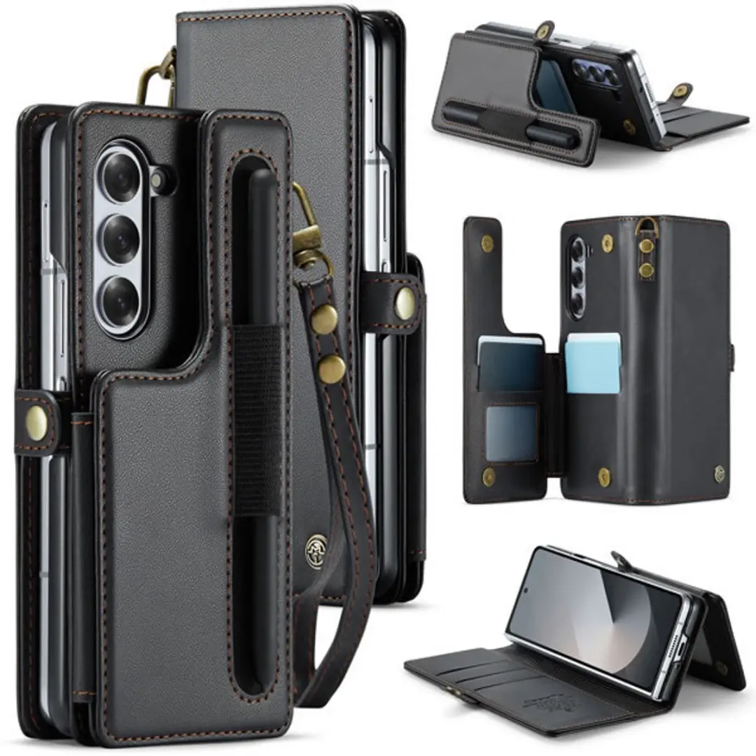 CaseMe Luxe Wallet Case met S-Pen Houder en Polskoordje voor Galaxy Z Fold 6 _ Z