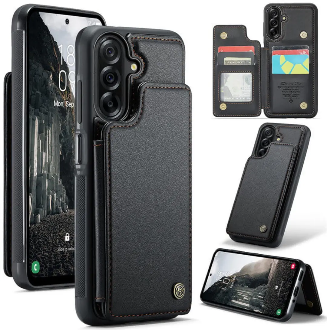 Luxe Portemonnee Backcover met Anti-RFID kaarthouders voor Galaxy A57 _ Zwart