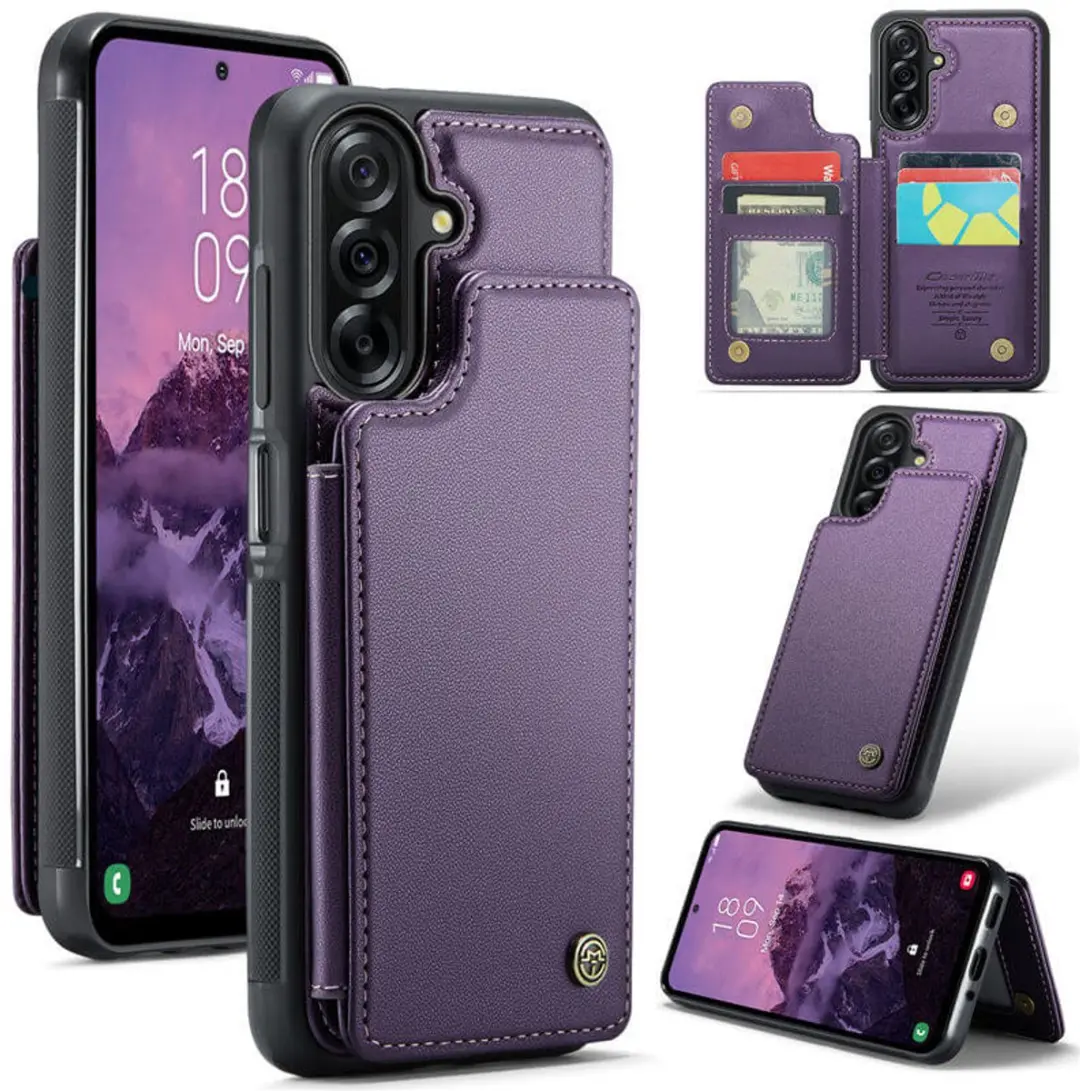 Luxe Portemonnee Backcover met Anti-RFID kaarthouders voor Galaxy A57 _ Paars
