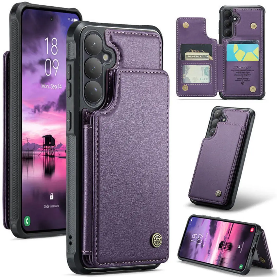 Luxe Portemonnee Backcover met Anti-RFID kaarthouders voor Galaxy S26 _ Paars