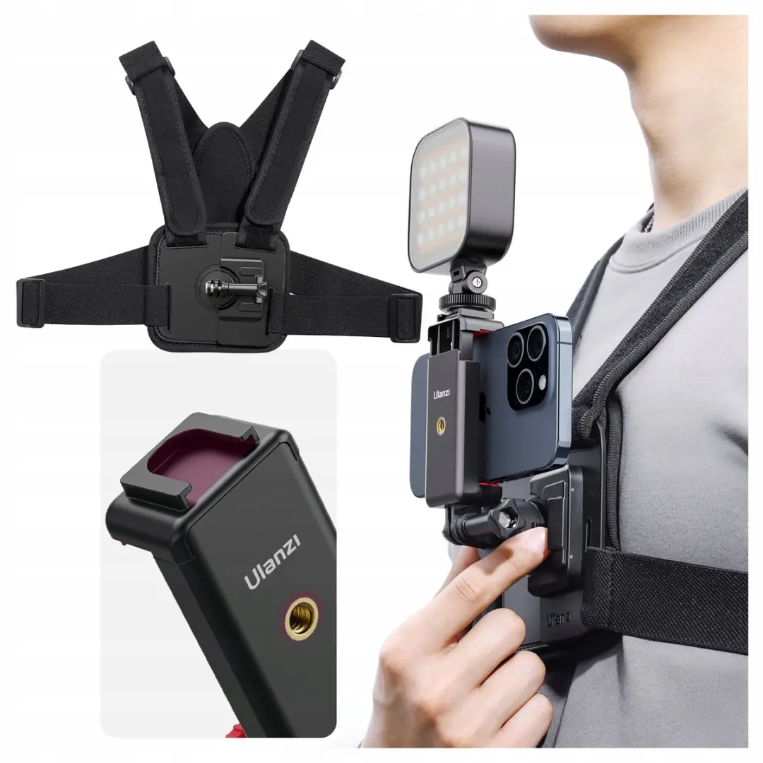 Ulanzi Go-Quick II Chest Mount - Actioncam/Smartphonehouder - Magnetisch - 360° - Zwart