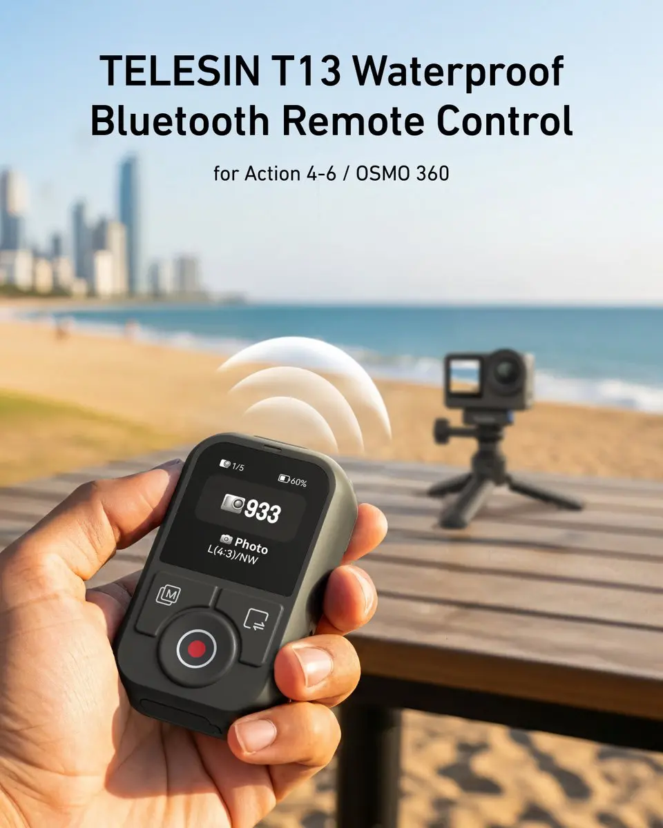 Telesin T13 Bluetooth Remote S5-RMT-03-TDJ - Zwart - afbeelding 6 van 6