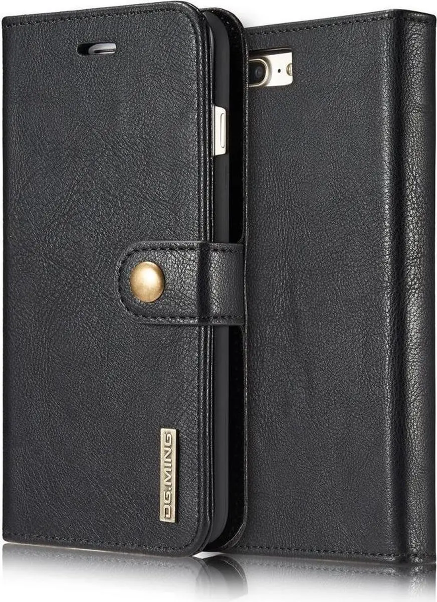 DG.MING iPhone 7/8 Plus Portemonnee Hoesje - Echt Leer Zwart