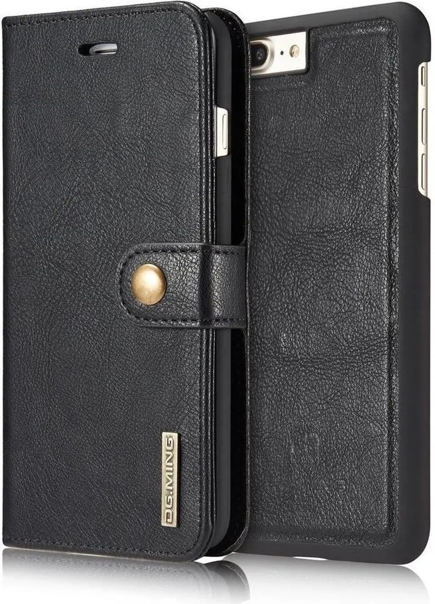 DG.MING iPhone 7/8 Plus Portemonnee Hoesje - Echt Leer Zwart