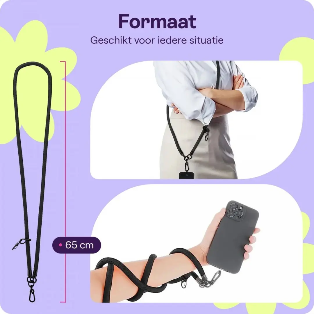 HappyCase Telefoonkoord Polsbandje 120cm - Zwart