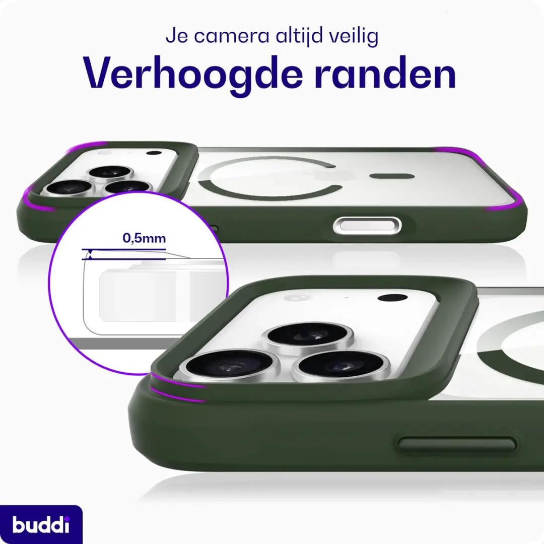 Buddi Hybrid iPhone 14 Pro Max Hoesje - MagSafe Transparant Groen