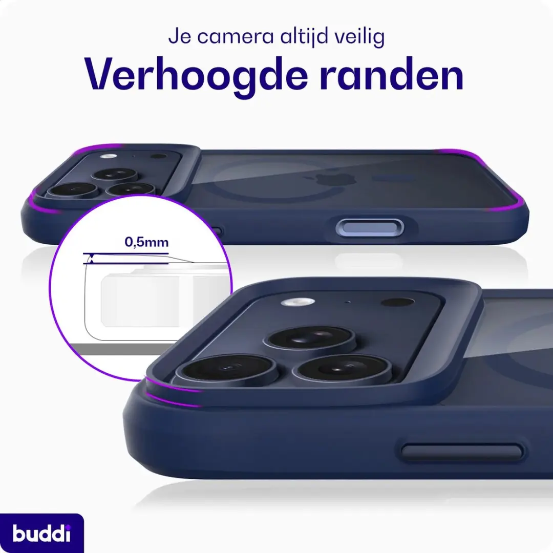 Buddi Hybrid Hoesje iPhone 14 Pro Max - Transparant Blauw - MagSafe