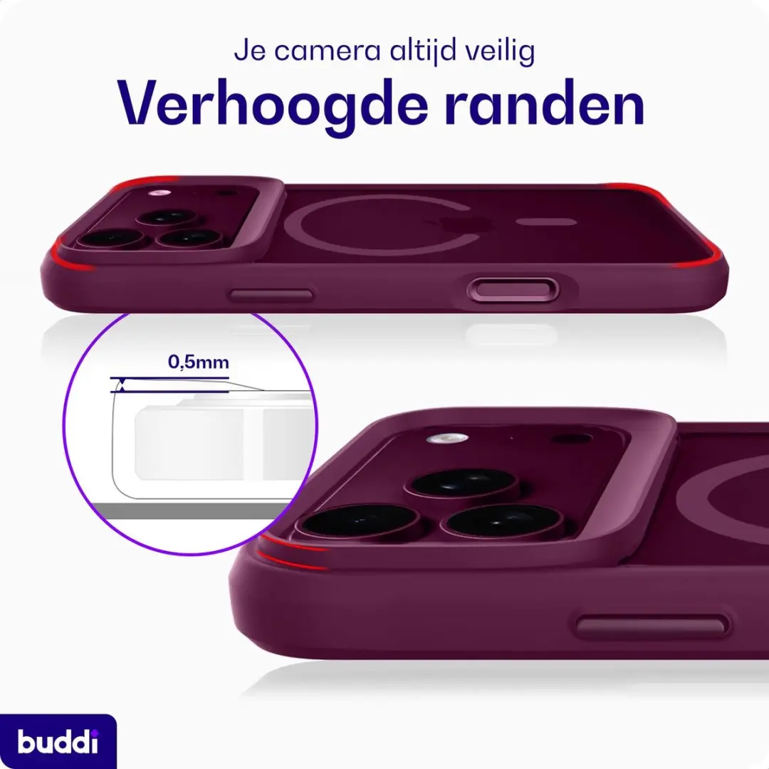 Buddi Hybrid Hoesje iPhone 14 Pro - MagSafe Rood