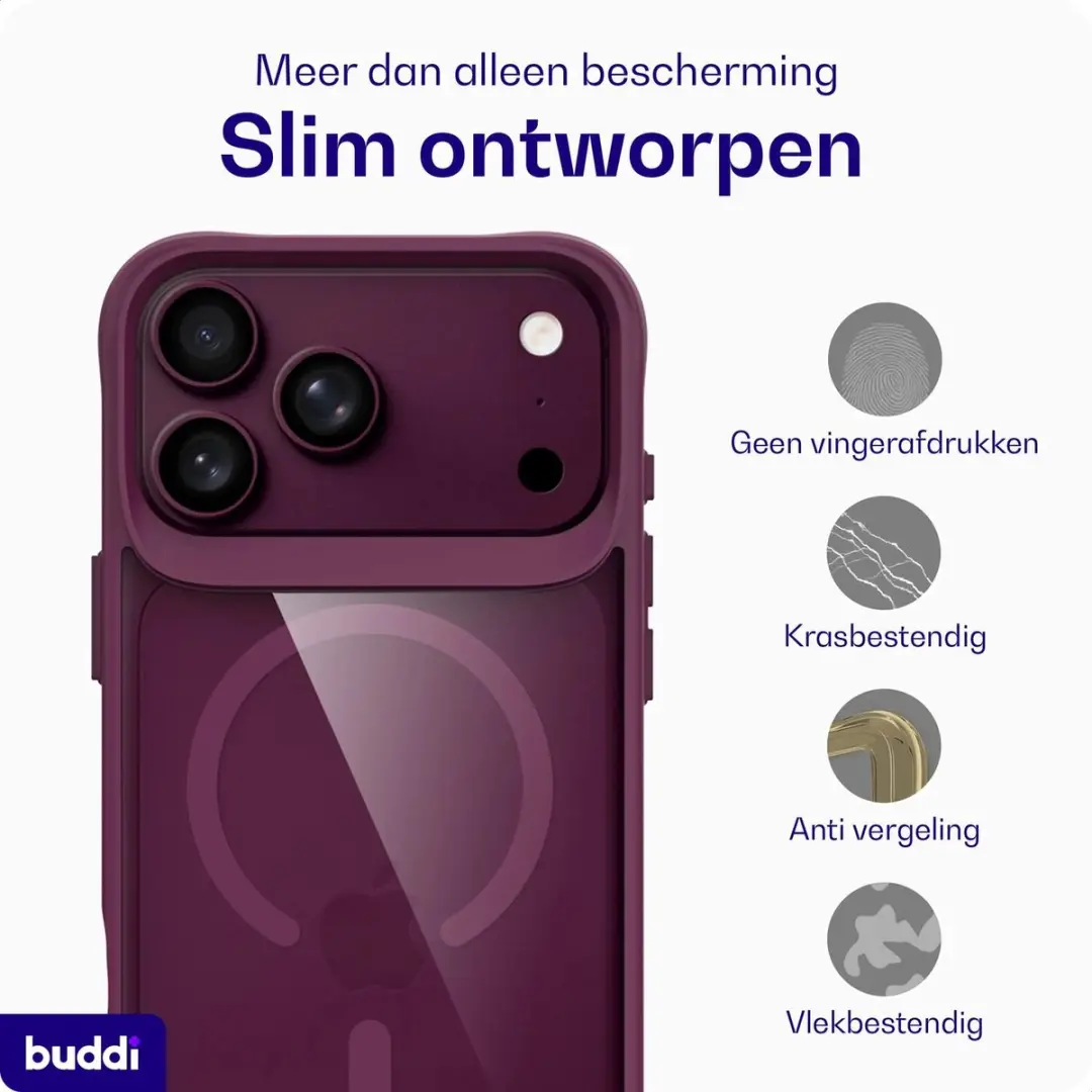 Buddi Hybrid Hoesje iPhone 14 Pro - MagSafe Rood