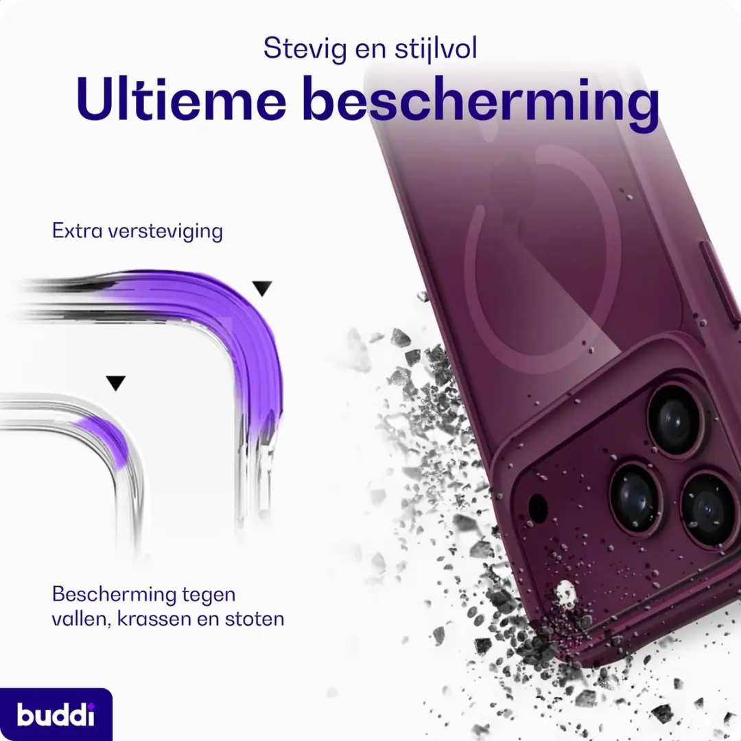 Buddi Hybrid Hoesje iPhone 14 Pro - MagSafe Rood - afbeelding 6 van 6