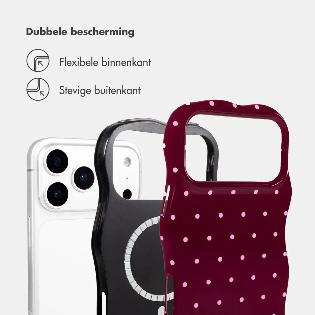 Selencia Hoesje iPhone 17 Pro Max - Wavy Backcover - MagSafe - Donkerrood