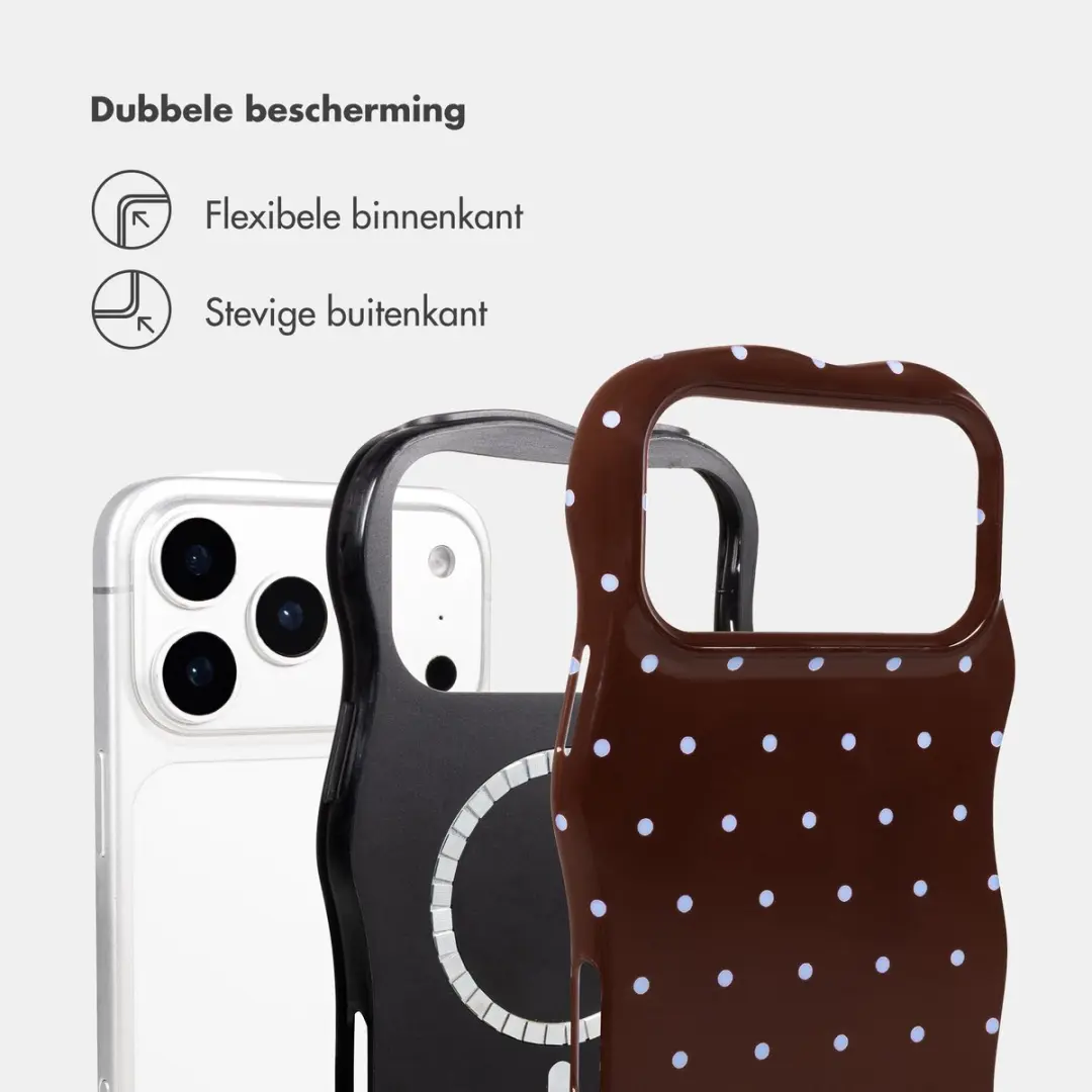 Selencia Hoesje iPhone 17 Pro Max Wavy Backcover - MagSafe - Bruin