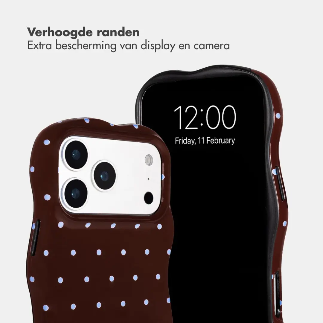 Selencia Hoesje iPhone 17 Pro Max Wavy Backcover - MagSafe - Bruin