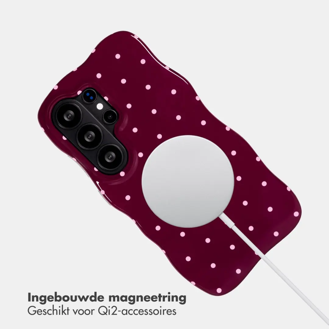 Selencia Hoesje Samsung Galaxy S26 Ultra - Wavy Backcover Magneet - Donkerrood