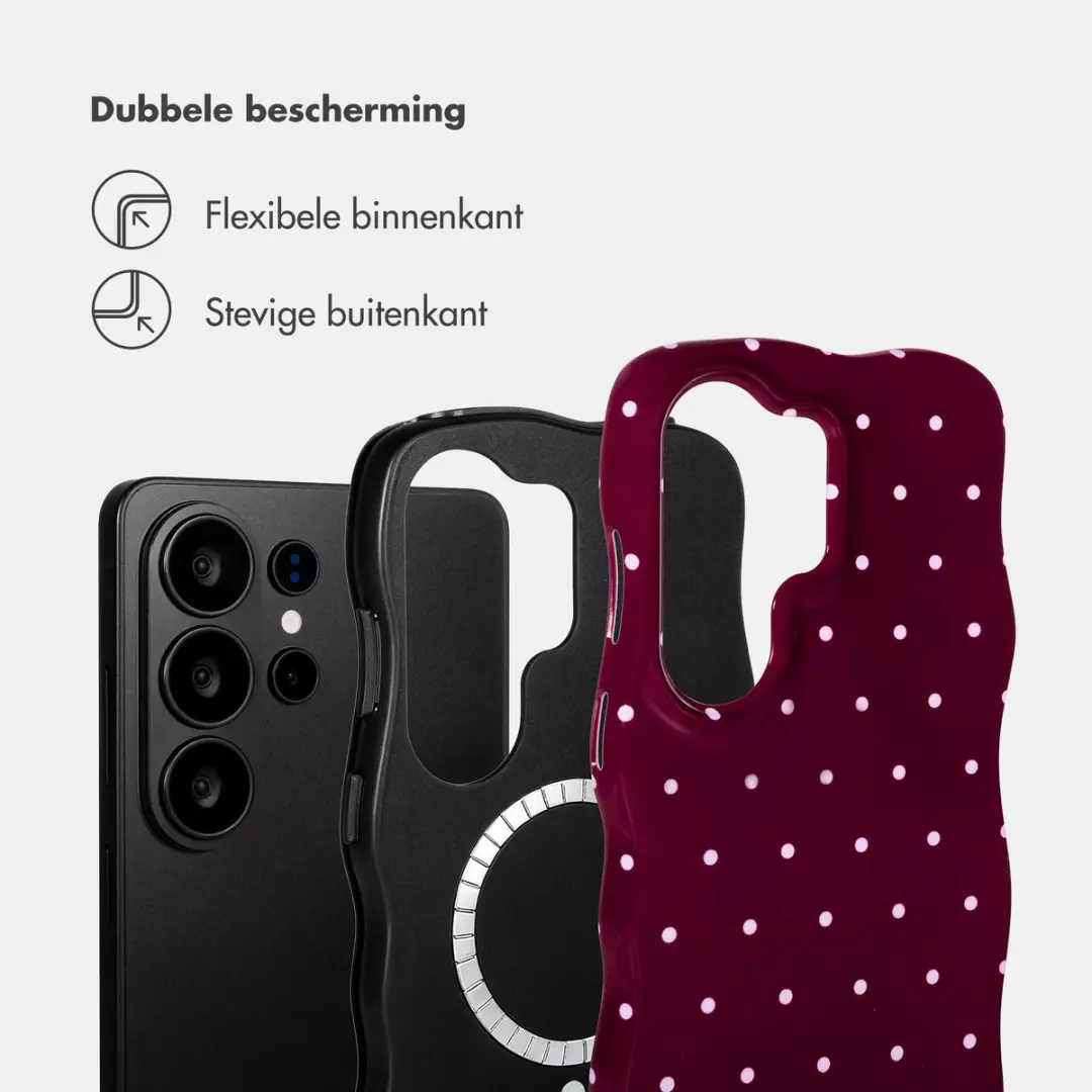 Selencia Hoesje Samsung Galaxy S26 Ultra - Wavy Backcover Magneet - Donkerrood