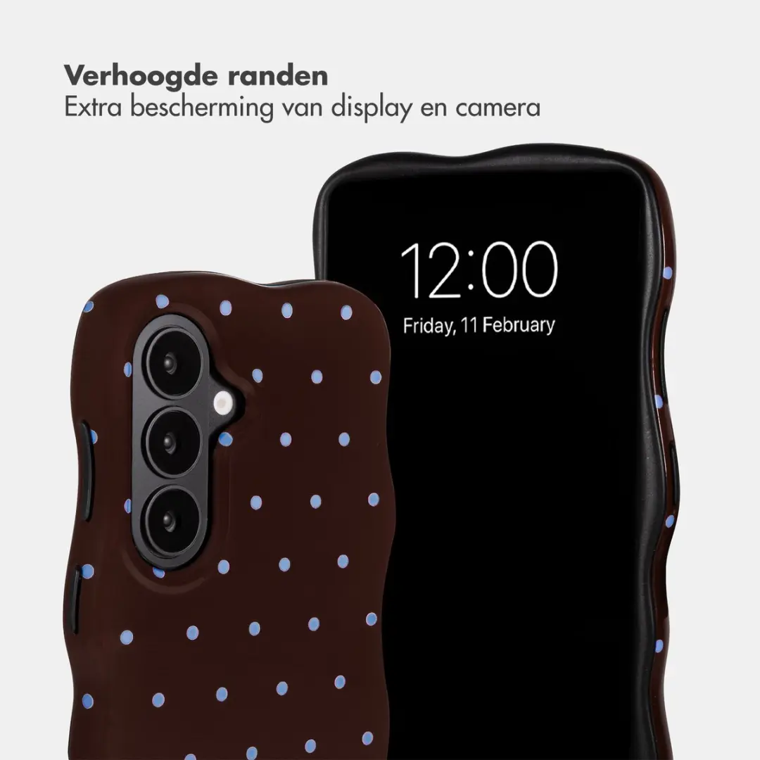 Selencia Wavy Backcover Hoesje Samsung Galaxy S26 - Magnetische Ring - Bruin