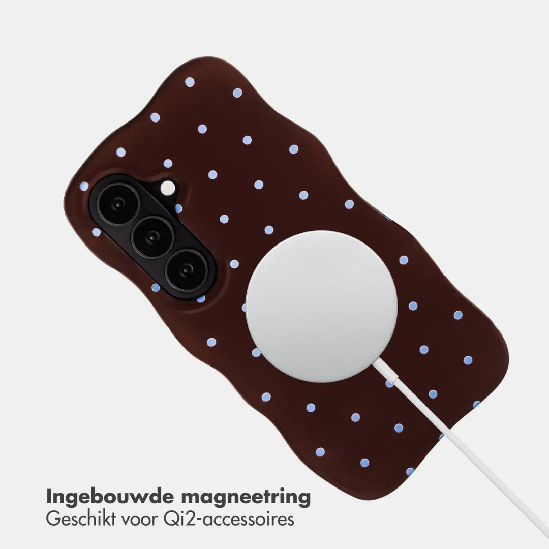 Selencia Wavy Backcover Hoesje Samsung Galaxy S26 - Magnetische Ring - Bruin