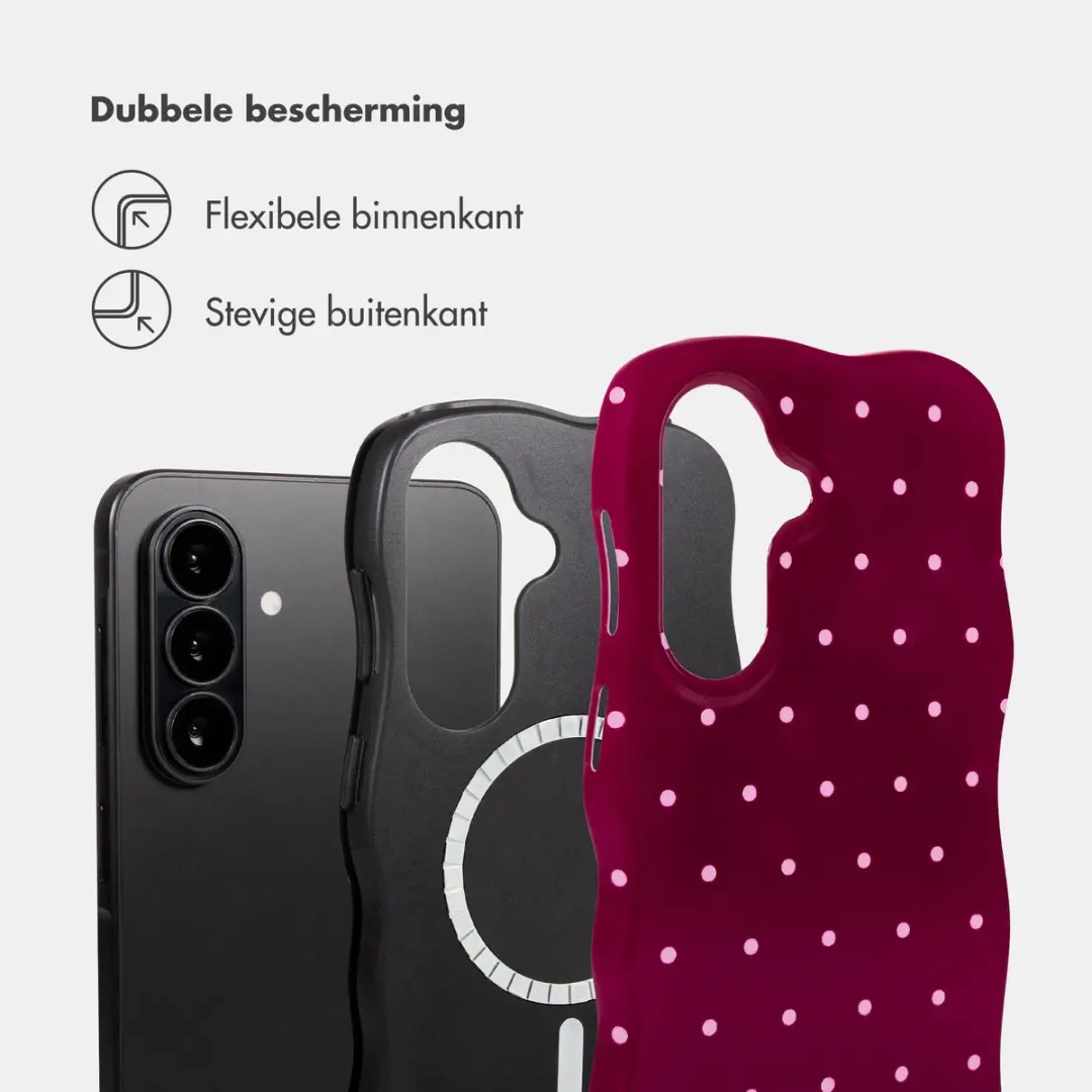 Selencia Wavy Backcover Hoesje Samsung Galaxy A37 - Magnetische Ring - Donkerrood