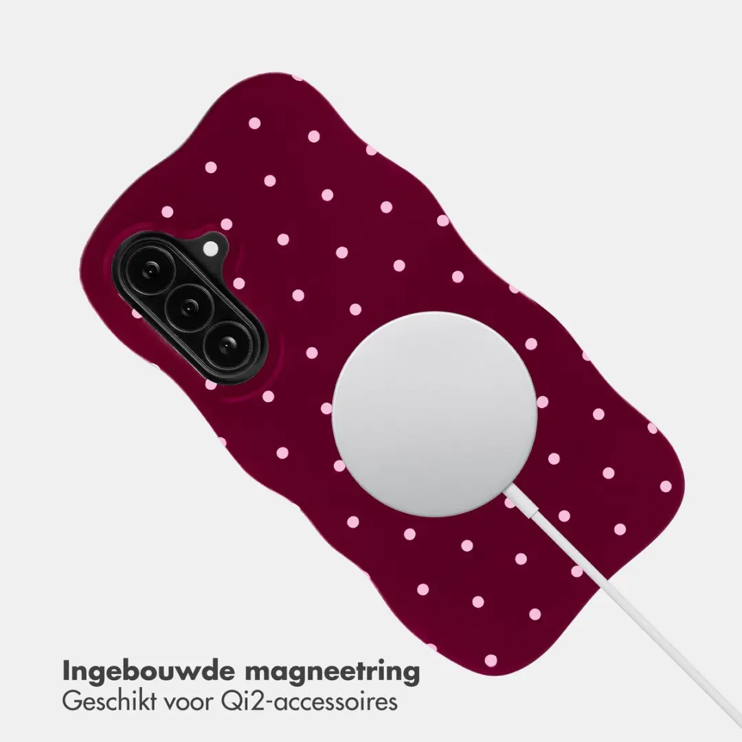 Selencia Wavy Backcover Hoesje Samsung Galaxy A37 - Magnetische Ring - Donkerrood