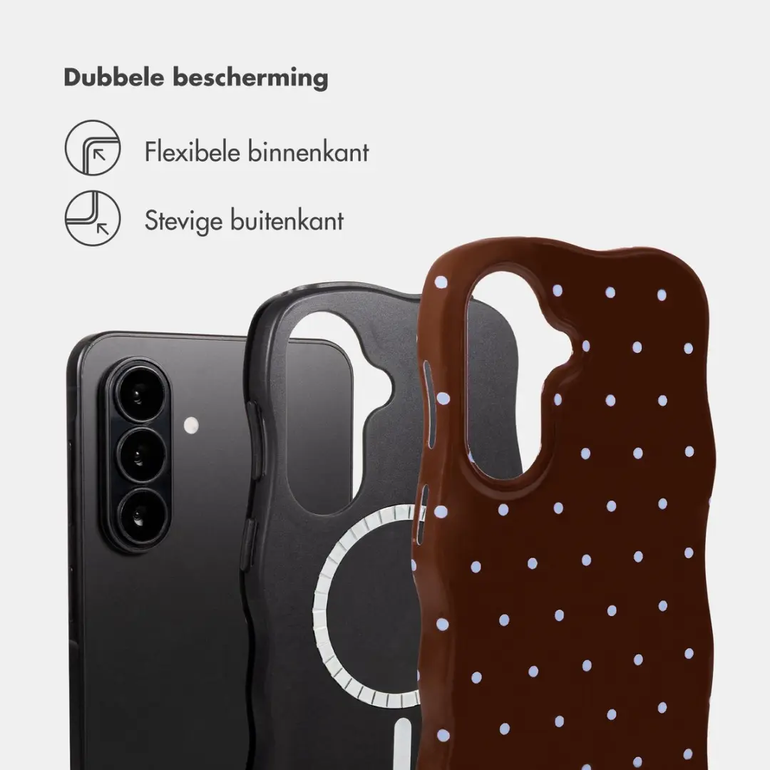 Selencia Wavy Backcover Hoesje Samsung Galaxy A37 - Magnetische Ring - Bruin