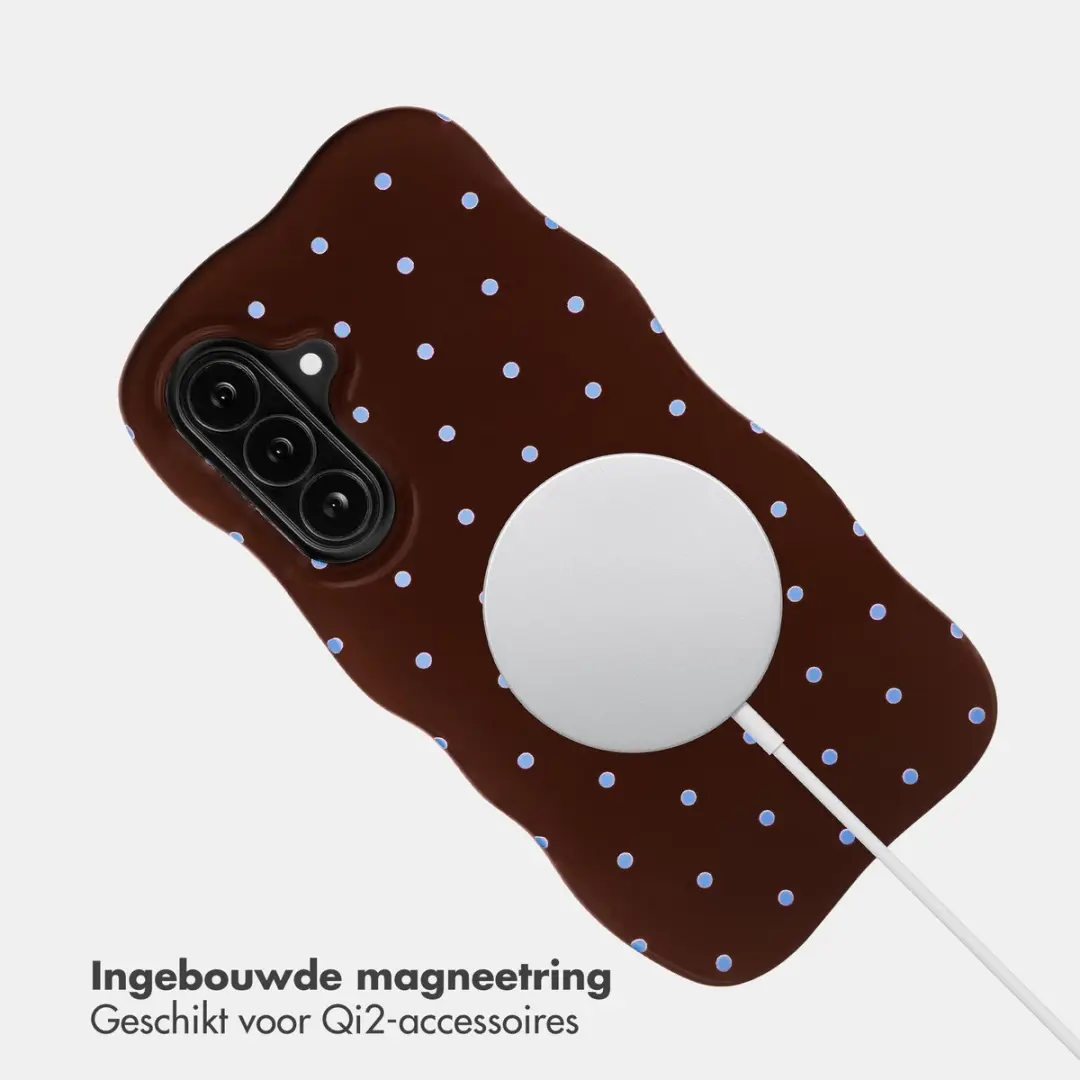 Selencia Wavy Backcover Hoesje Samsung Galaxy A37 - Magnetische Ring - Bruin