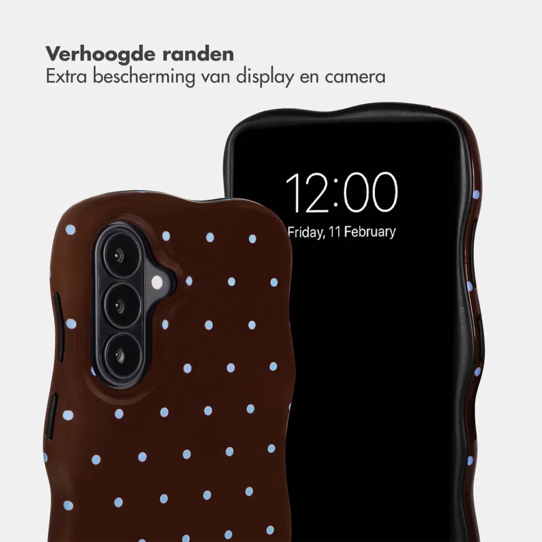 Selencia Wavy Backcover Hoesje Samsung Galaxy A37 - Magnetische Ring - Bruin - afbeelding 6 van 6