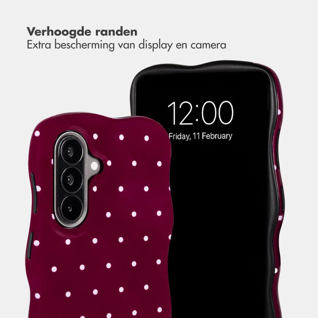 Selencia Wavy Backcover Hoesje Samsung Galaxy A57 - MagSafe - Donkerrood
