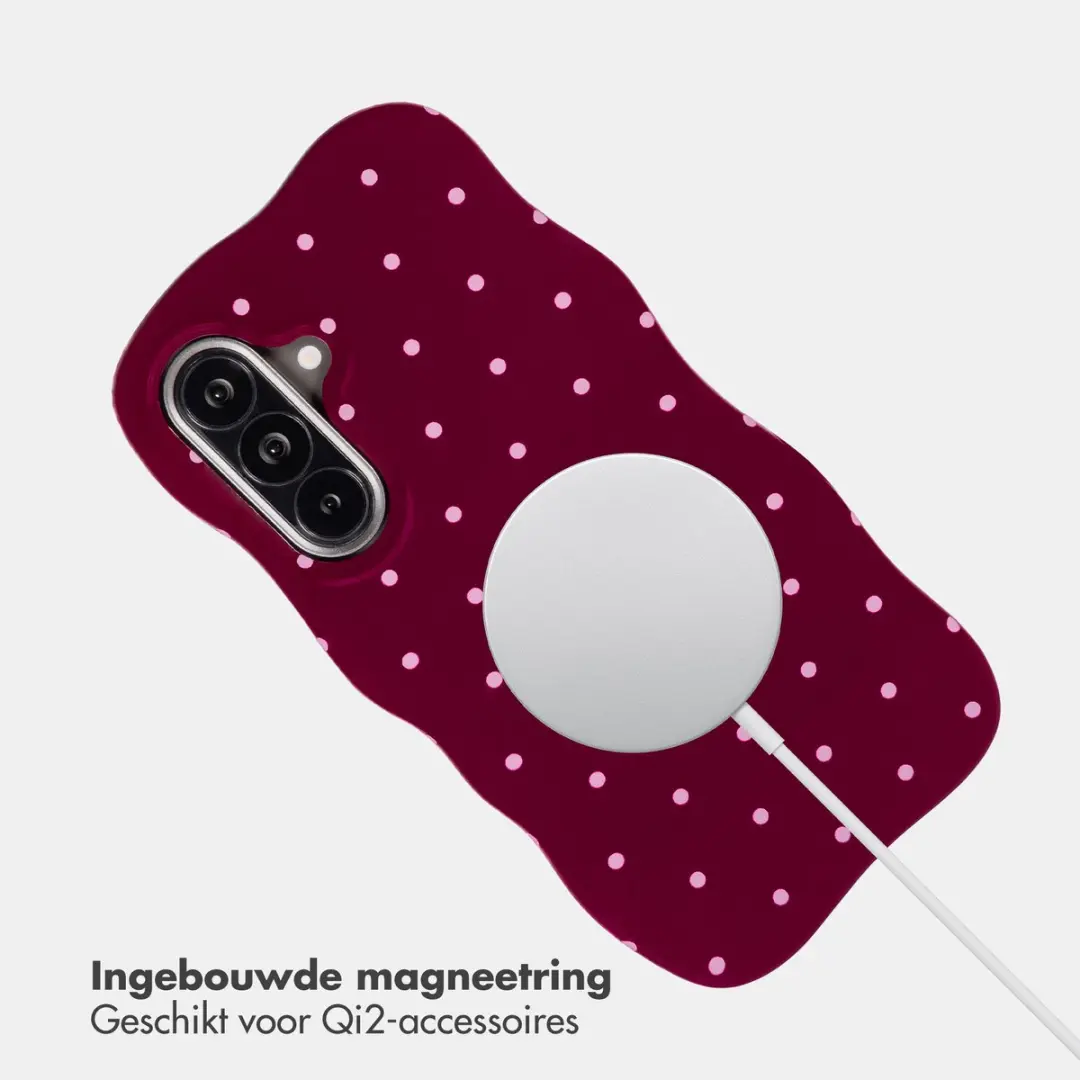 Selencia Wavy Backcover Hoesje Samsung Galaxy A57 - MagSafe - Donkerrood