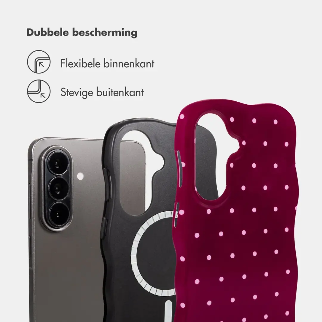 Selencia Wavy Backcover Hoesje Samsung Galaxy A57 - MagSafe - Donkerrood