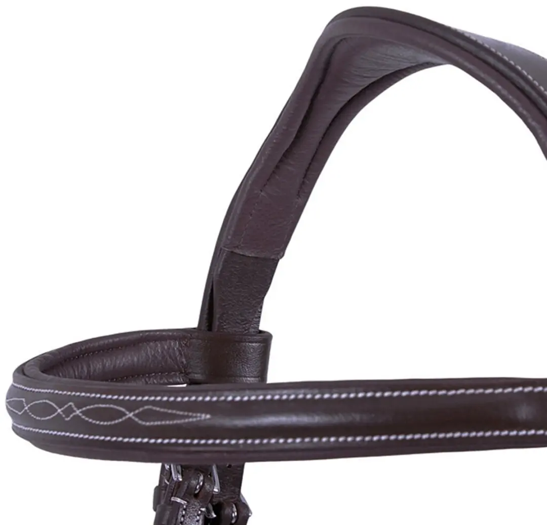 QHP Hoofdstel Luxe Stiksel - Full - Lichtbruin