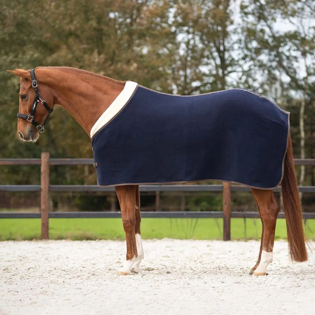 Qhp Wollen deken de Luxe Navy
