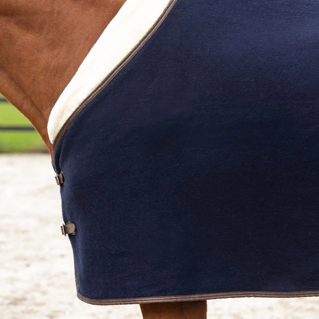 Qhp Wollen deken de Luxe Navy