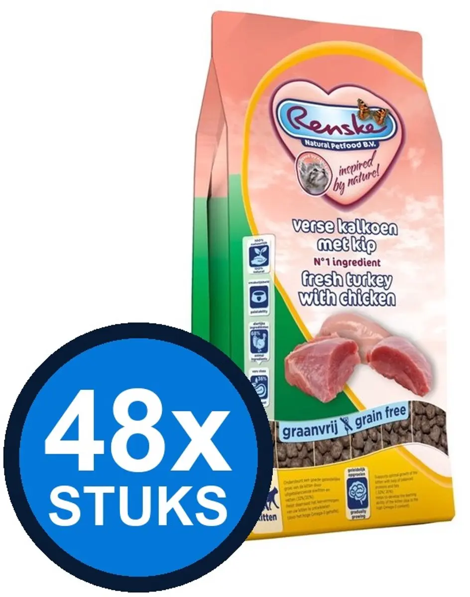 48x Renske vers kitten paté kip/kalkoen 70gr