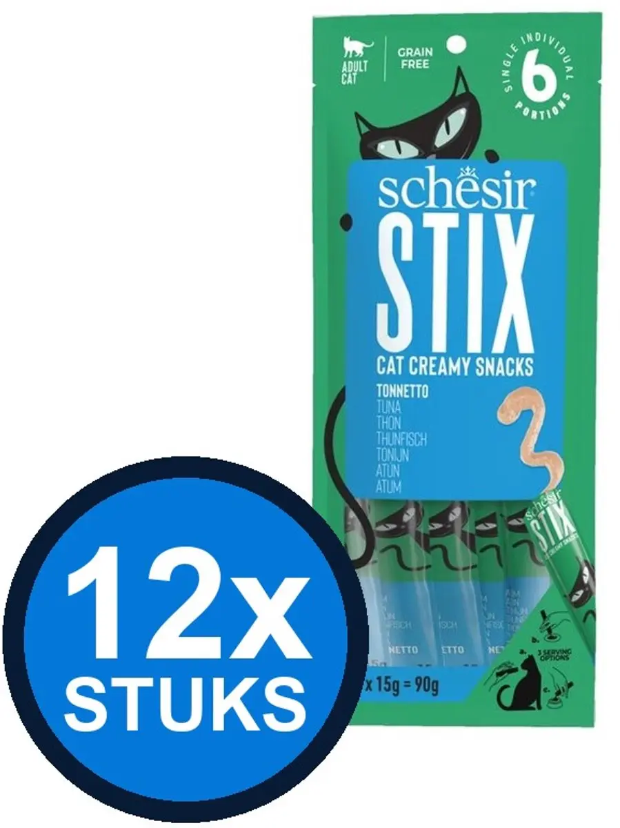 12x Schesir Stix kat tonijn 6x15gr