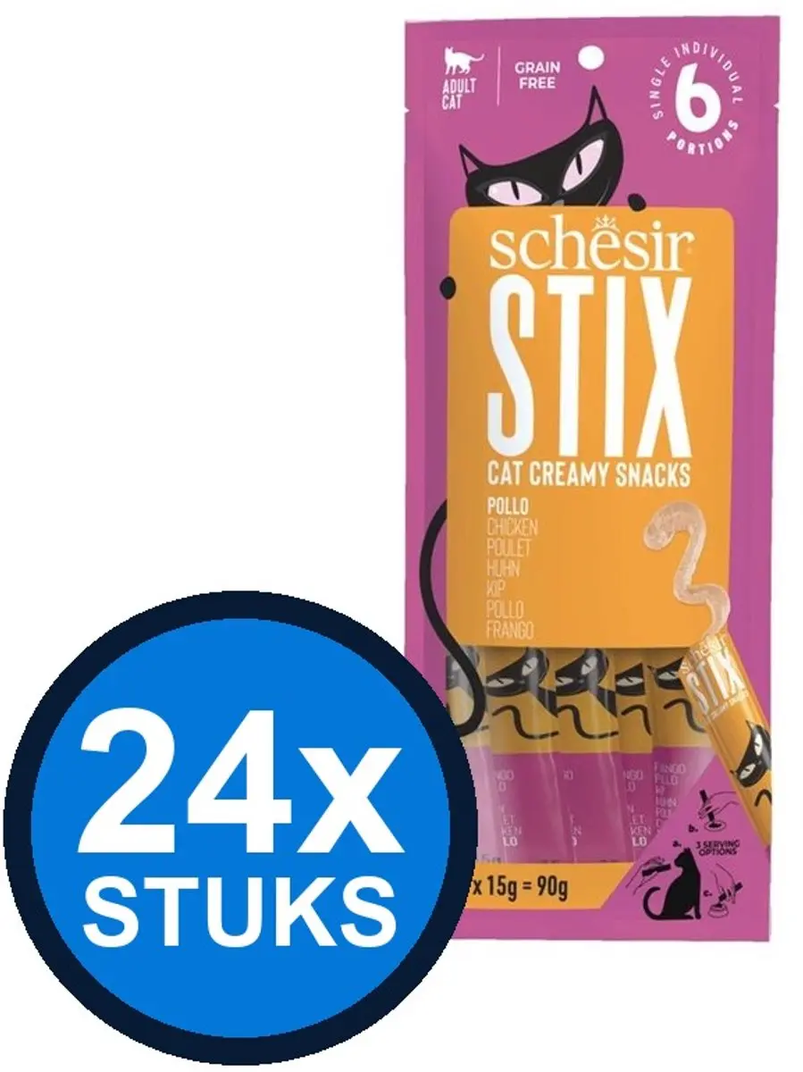 24x Schesir Stix kat kip 6x15gr