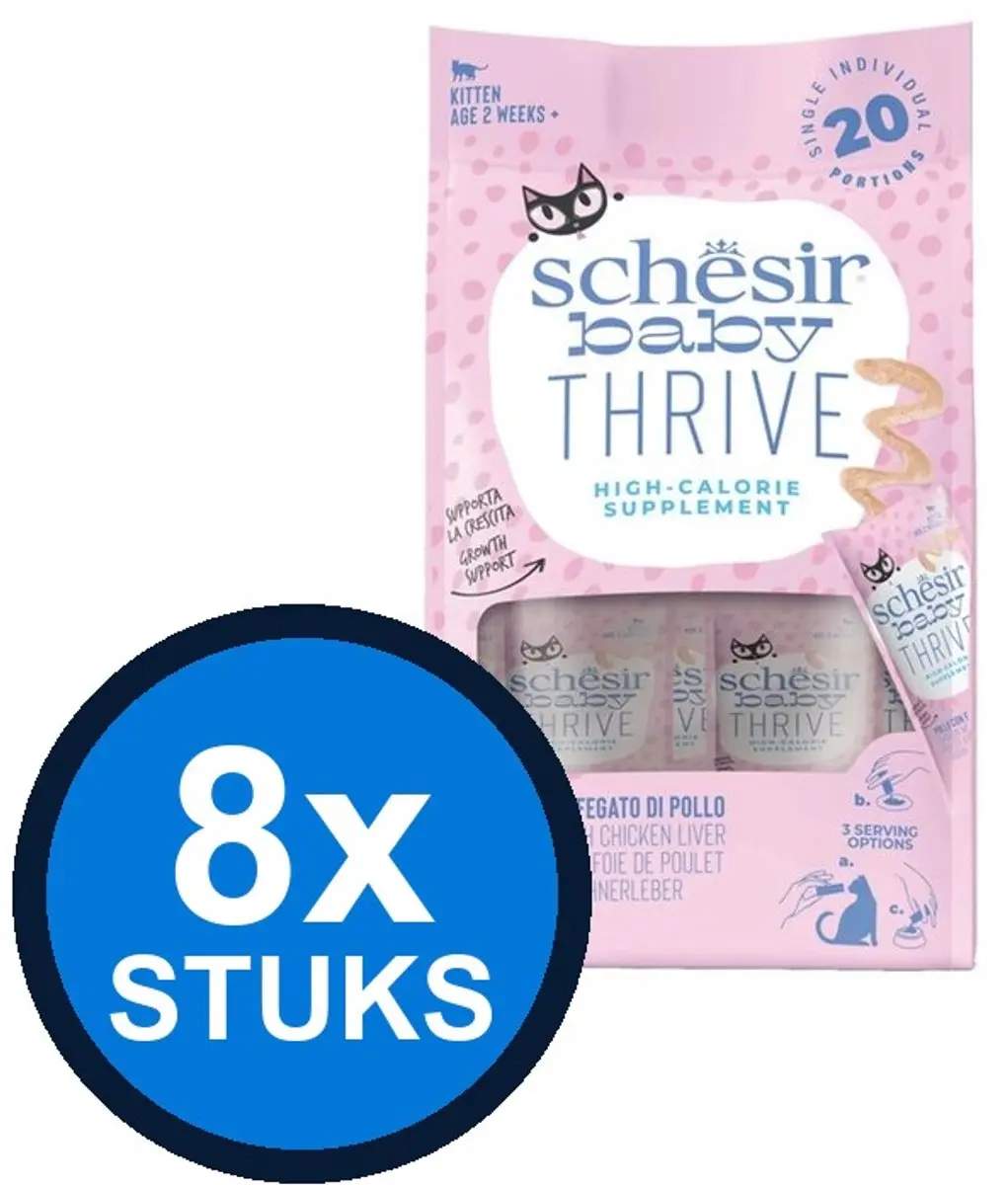 8x Schesir Baby Thrive kitten pouch mousse kip supplement 20x8gr