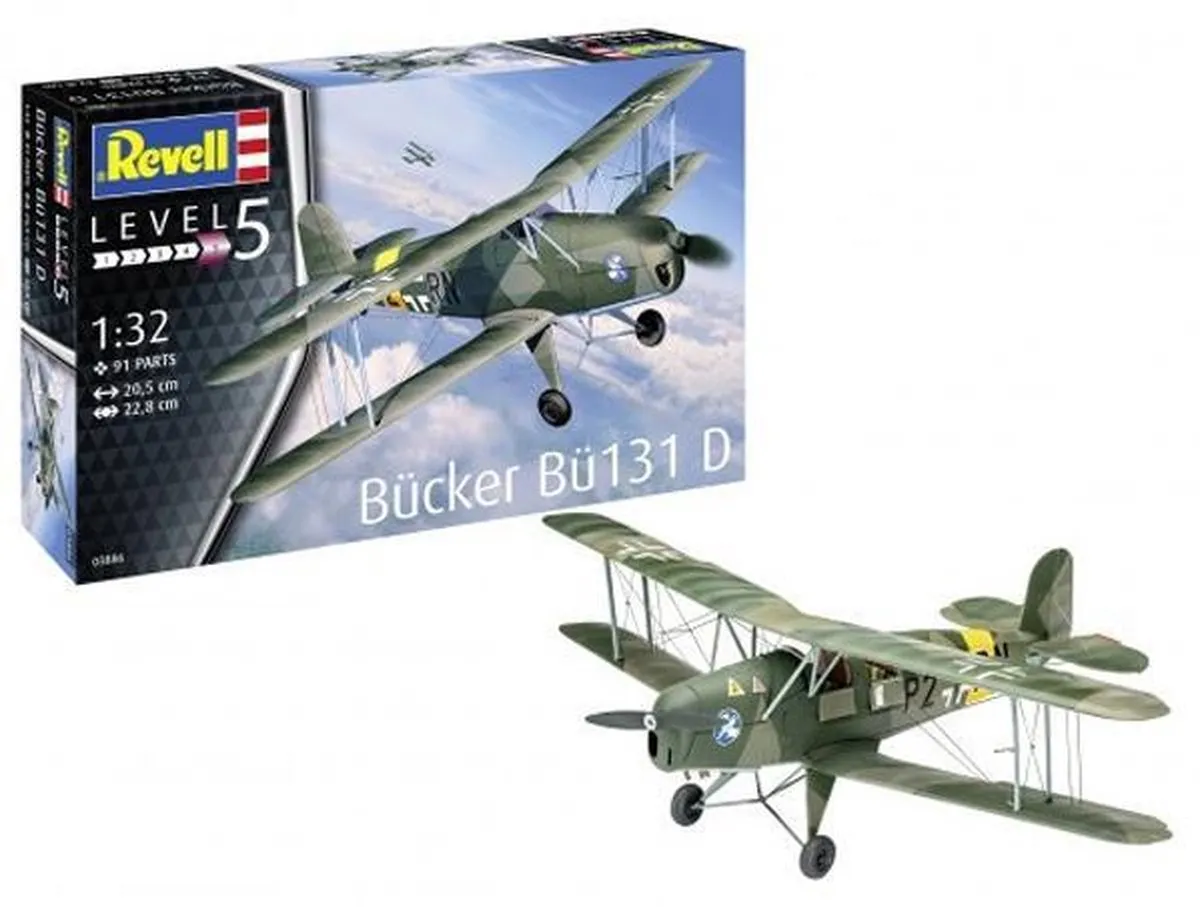 Revell 1:32 Bucker Bu131 Jungmann Modelbouwset 91 Onderdelen