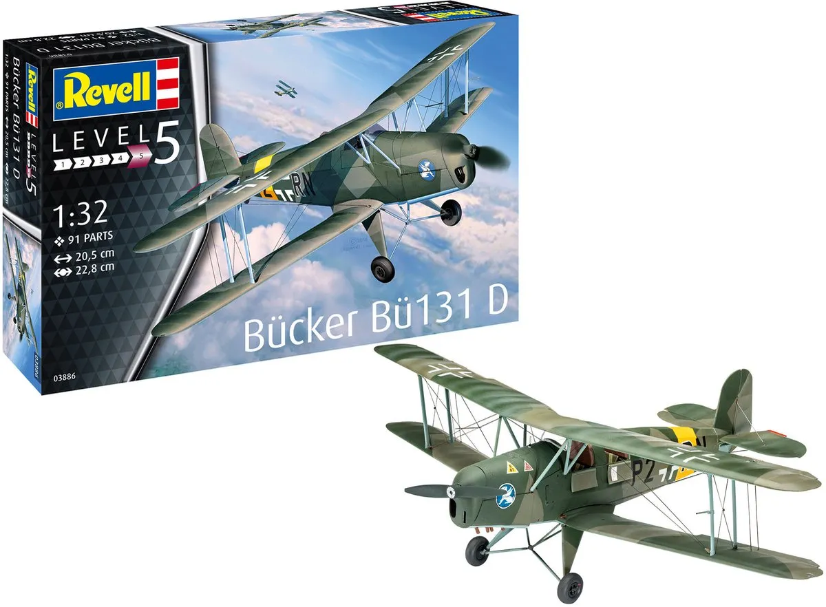 Revell 1:32 Bucker Bu131 Jungmann Modelbouwset 91 Onderdelen