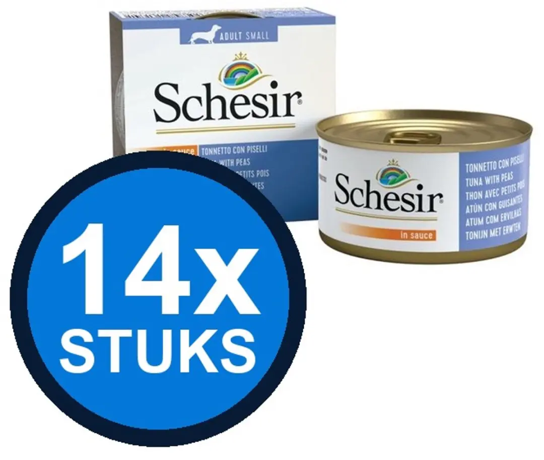 14x Schesir hond blik saus tonijn&erwten 85gr