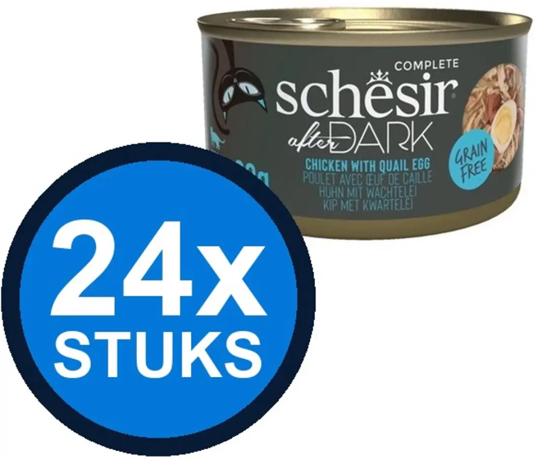 24x Schesir After Dark kat blik bouillon kip&kwartelei 80gr
